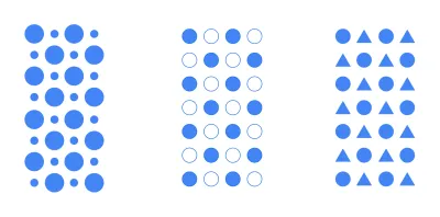 Size, outlines, fills, and shape types all contribute to how we visually organize data.