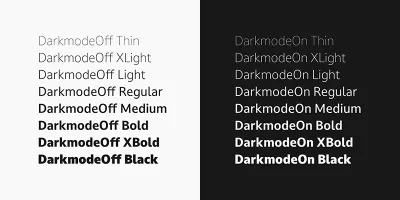 Image showing the impact of different typography styles on light and dark backgrounds.