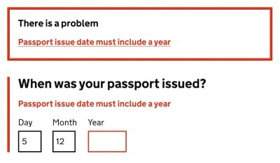 Gov.uk error message with an error summary.
