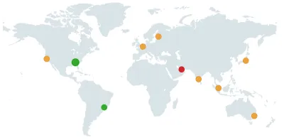 Visualization with a global TTFB test map