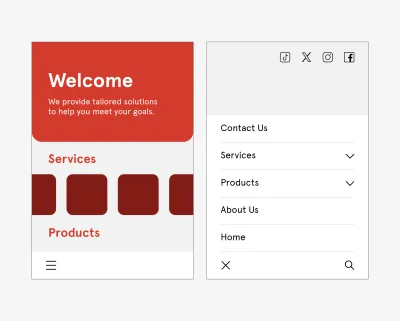 Example of a menu positioned at the bottom