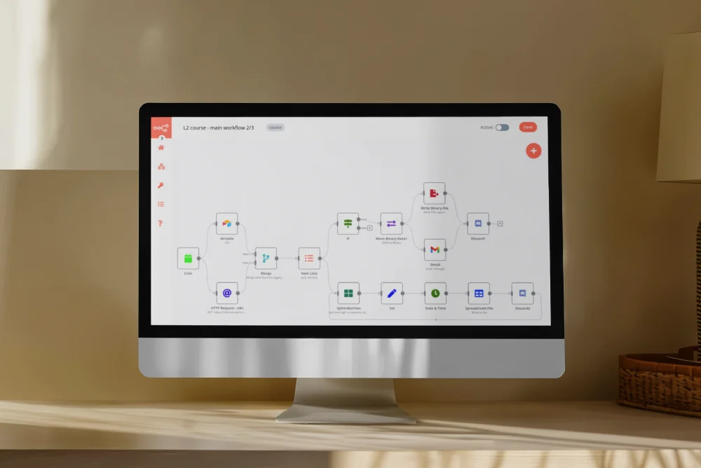 Computer screen with an automated process diagram.