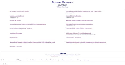 Example of the Berkshire Hathaway website, where accessibility is poor