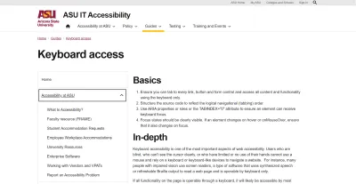 Arizona State University page about keyboard accessibility