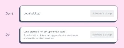 Example with and without an error message