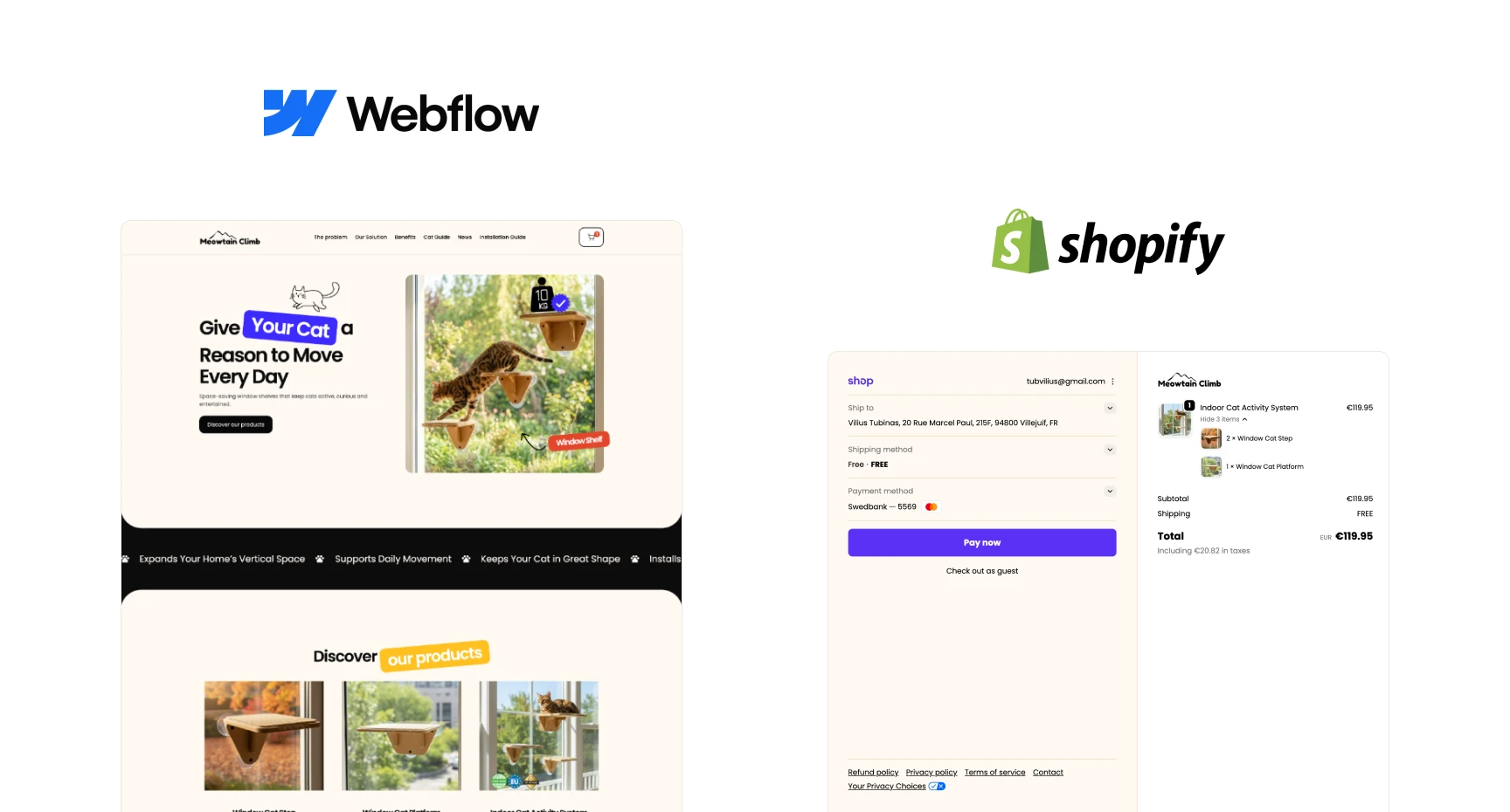 Meowtain Climb: Headless Architecture: Design Freedom with Webflow, Commercial Power with Shopify.