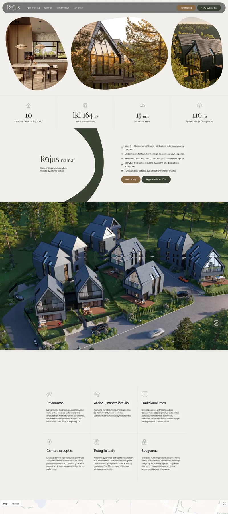 Aternus Rojus (Real estate project) website: homepage preview. Maintenance and Improvement of a Residential Development Website