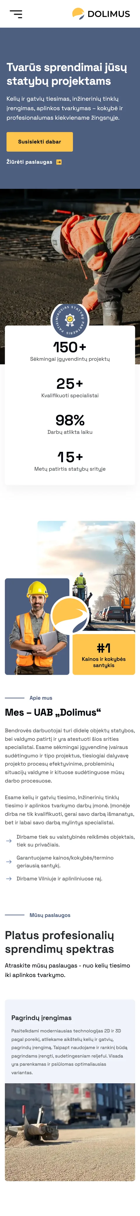 Dolimus (Construction and landscaping works) website: homepage preview. A Reliable Construction Partner’s Image Online