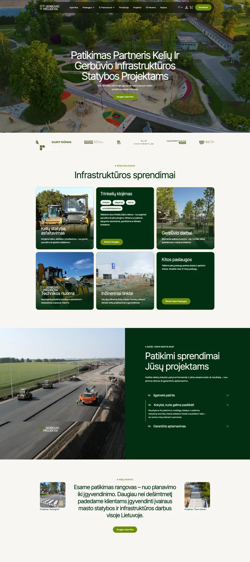 Gerbūvio Projektai (Infrastructure construction and landscaping company) website: homepage preview. An E-Commerce Platform That Simplifies the Purchase Process for Complex Products
