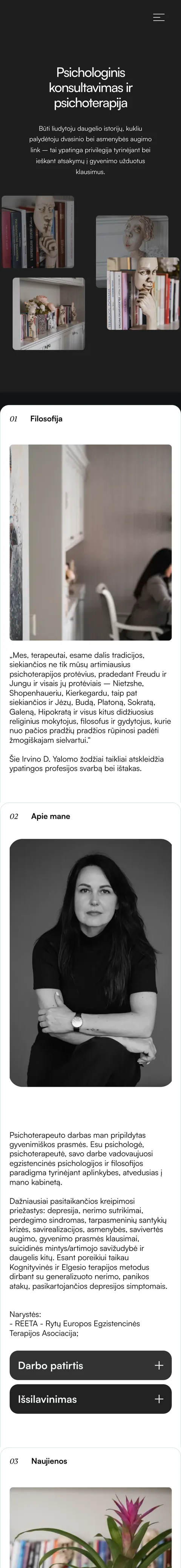 „Kasperavičienė“ (Psichologė / psichoterapiautė) – svetainės pagrindinio puslapio peržiūra. Profesionali psichologės vizitinė kortelė internete