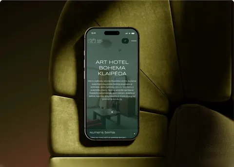 Bohema Hotel website on an iPhone