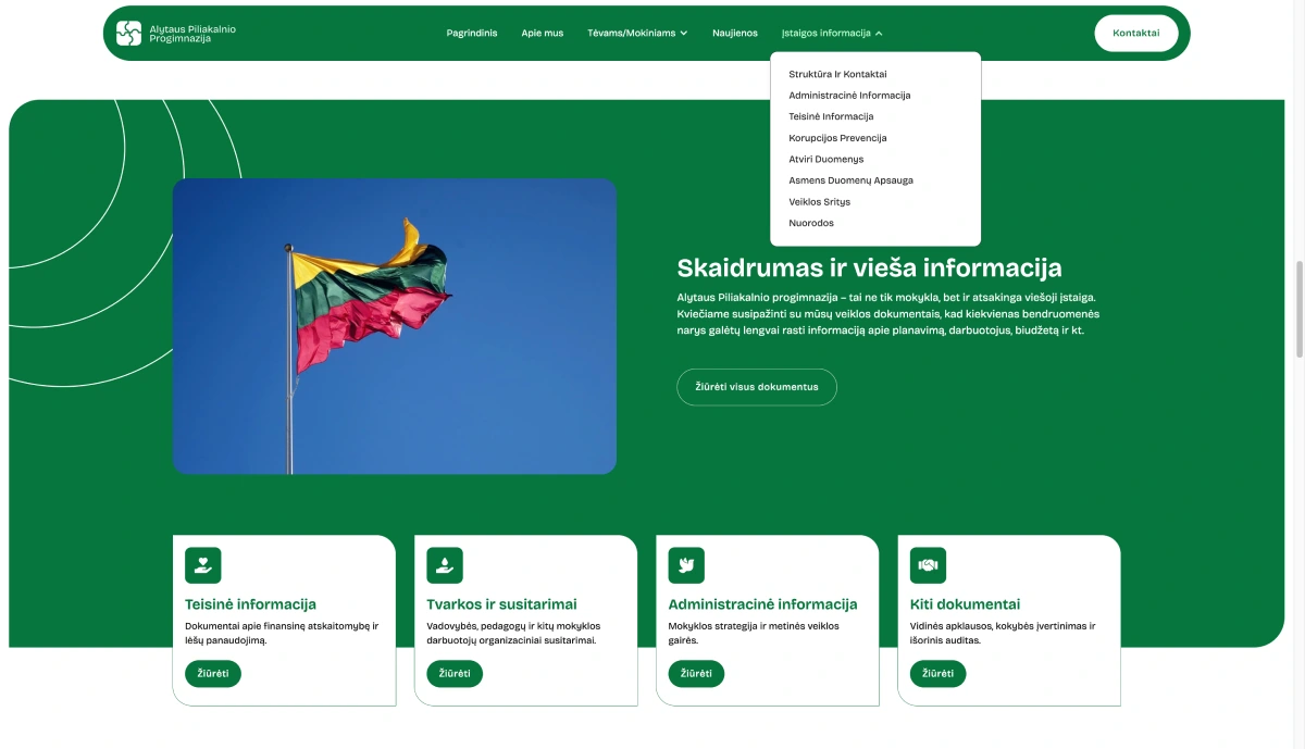 „Piliakalnio Progimnazija“ – Aiški struktūra ir patogus valdymas.